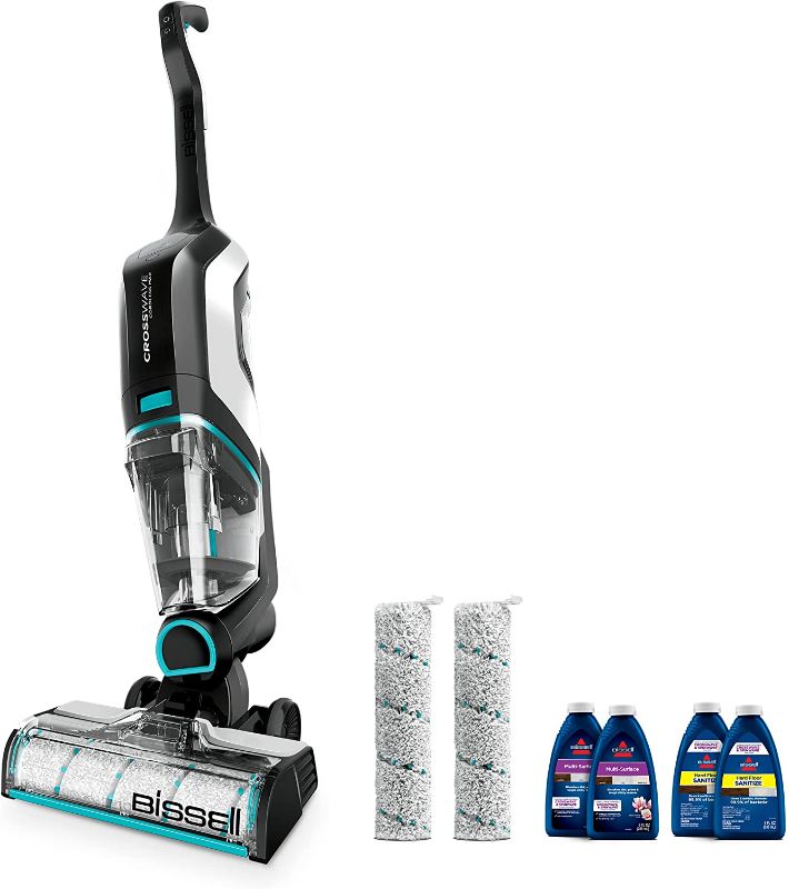 Photo 1 of BISSELL, 2554A CrossWave Cordless Max All in One Wet-Dry Vacuum Cleaner and Mop for Hard Floors and Area Rugs, Black/Pearl White with Electric Blue Accents
