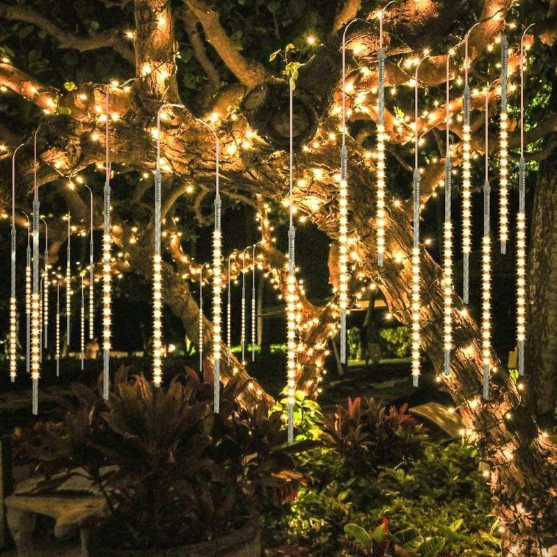 Photo 1 of BlueFire Upgraded 50cm 10 Tubes 540 LED Meteor Shower Rain Lights, Drop/Icicle Snow Falling Raindrop Waterproof Cascading Lights for Wedding Xmas New Year Party Tree Decoration (Warm White)

