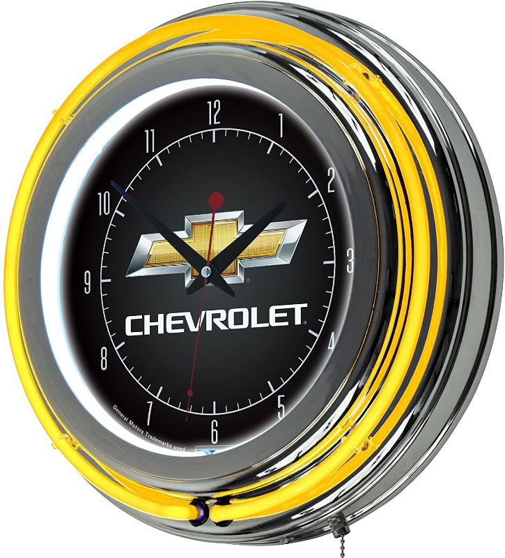 Photo 1 of Chevrolet Chrome Double Ring Neon Clock, 14"
