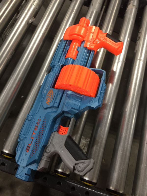 Photo 2 of NERF Elite 2.0 Shockwave RD-15 Blaster, 15-Dart Rotating Drum, Pump-Action, Built-in Customizing Capabilities
