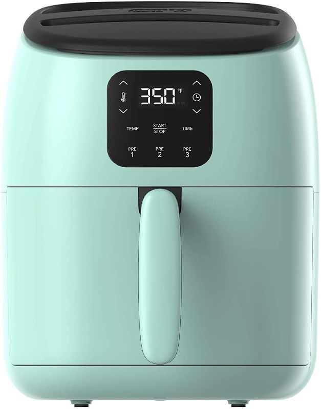 Photo 1 of Dash Tasti-Crisp Digital Air Fryer with AirCrisp® Technology, Custom Presets, Temperature Control, and Auto Shut Off Feature, 2.6 Quart - Aqua
