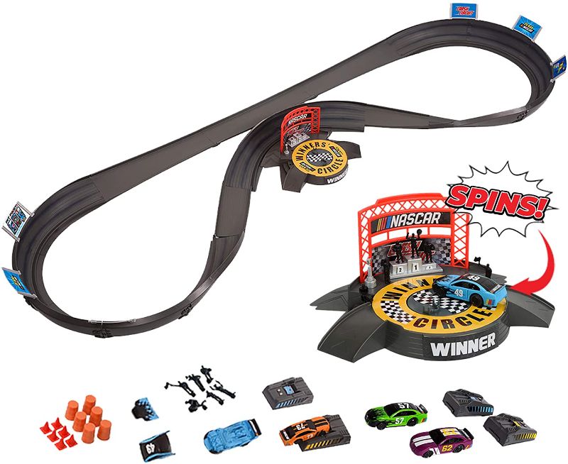 Photo 1 of Far Out Toys NASCAR Crash Circuit Ultimate Road Course Bundle with Huge Race Track, Winner’s Circle, 4 Cars Total | Electric Powered, Over 6 Ft Assembled | Capture The Momentum and Thrill of Nascar
