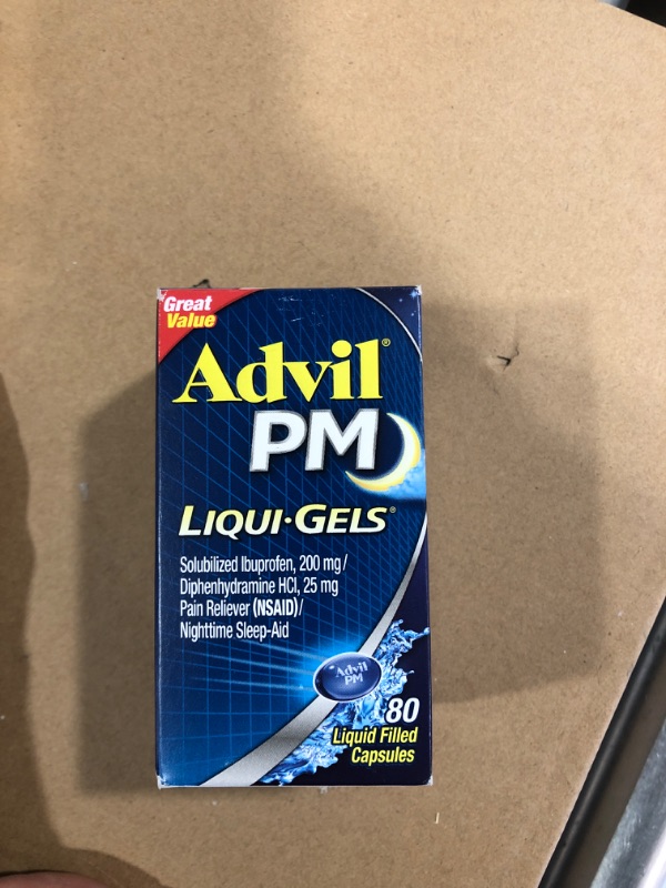 Photo 2 of Advil PM Liqui-Gels Pain Reliever & Nighttime Sleep Aid Ibuprofen Exp.07/2022