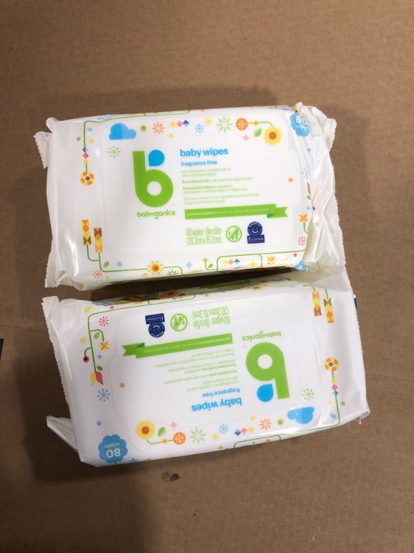 Photo 1 of Babyganics Baby Wipes - Fragrance Free, 80 Count 2pck