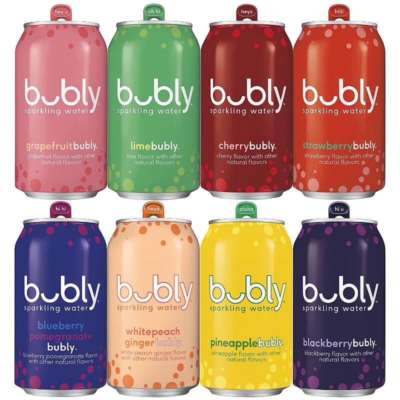 Photo 1 of Bubly Sparkling Water Fizzy Sampler Variety, 12 Fl Oz (Pack of 18)
