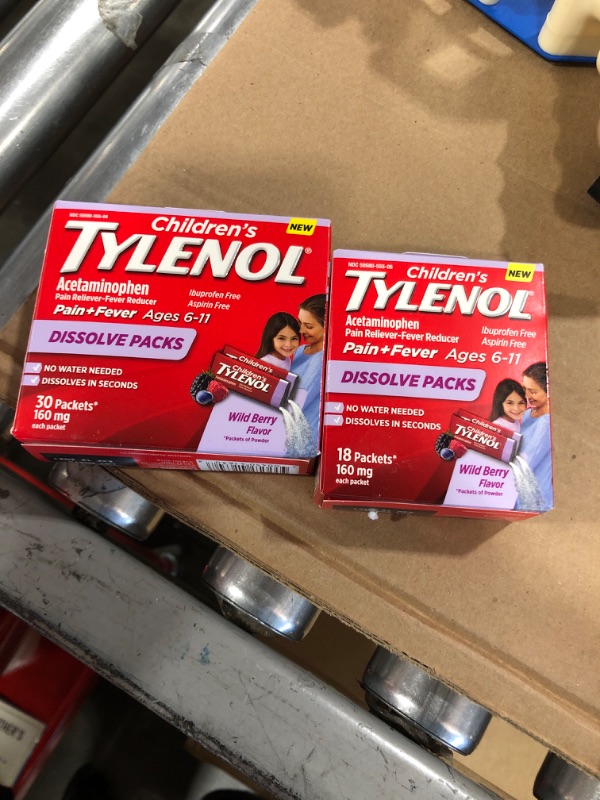 Photo 2 of Children's Tylenol Dissolve Powder Packets with 160 mg Acetaminophen, Wild Berry, 18 ct ( 2 PACK ) 
