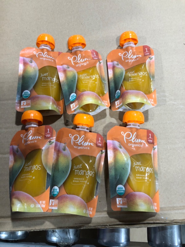 Photo 1 of Plum Organics Baby Food Pouch | Stage 1 | Mango Puree | 3.5 Ounce | 6 Pack | Fresh Organic Food Squeeze | For Babies, Kids, Toddlers
