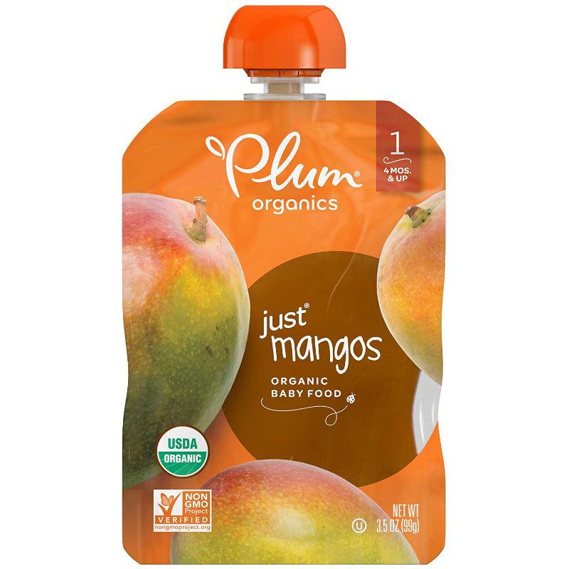 Photo 1 of Plum Organics Baby Food Pouch | Stage 1 | Mango Puree | 3.5 Ounce | 6 Pack | Fresh Organic Food Squeeze | For Babies, Kids, Toddlers
