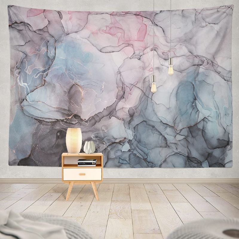 Photo 1 of ASOCO Marble Pink Tapestry Blue Modern Decoration Abstract Wall Tapestry Colorful Watercolor Grey Gouache Wall Hanging Decor Multicolor for Dorm Bedroom Living Room Home(60 x 80Inches)
