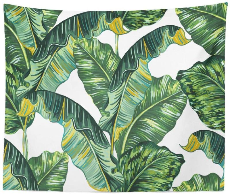 Photo 1 of ASOCO Leaf Tapestry, Tapestry Wall Hanging Leaf Green Botanical Banana Exotic Wall Tapestry for Bedroom Living Room Tablecloth Dorm 80" WX60 L Inches
