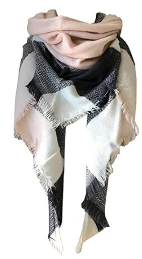 Photo 1 of Wander Agio Womens Warm Long Shawl Winter Wraps Large Scarves Knit Cashmere Feel Plaid Triangle Scarf
