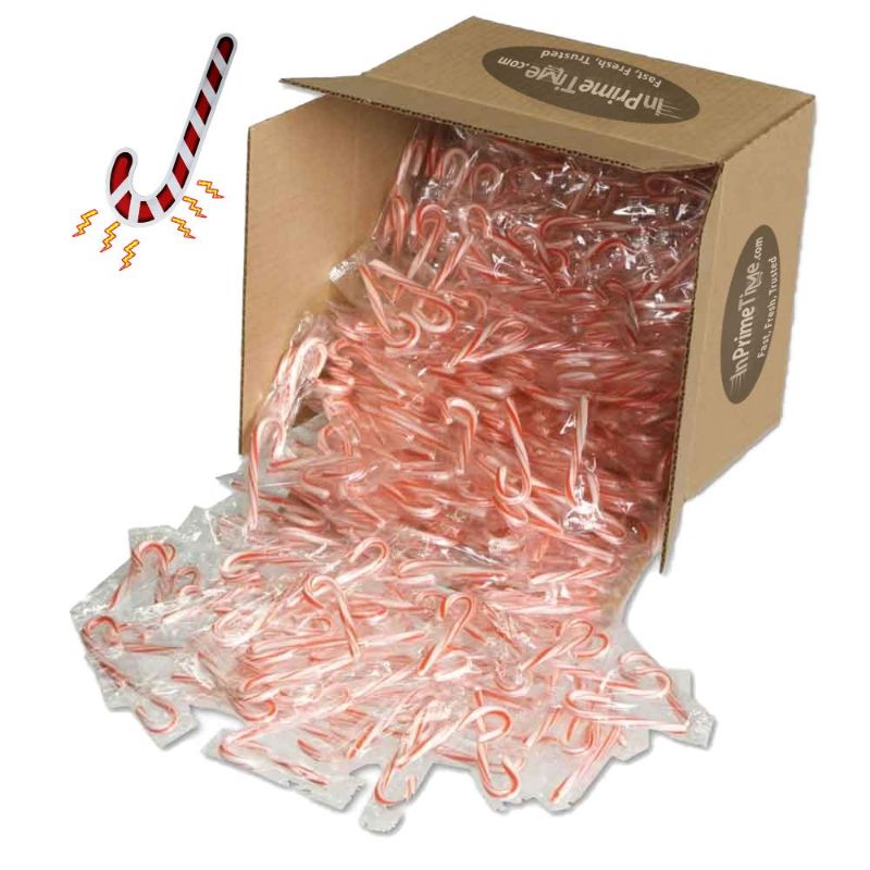Photo 1 of Bobs Red & White Mini Peppermint Candy Canes - Bulk Pack - Over 1,000 Candy Canes with Exclusive InPrimeTime Candy Cane Magnet
