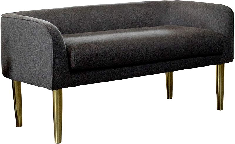 Photo 1 of Coaster Home Furnishings Low Back Upholstered Dark Grey and Gold Bench