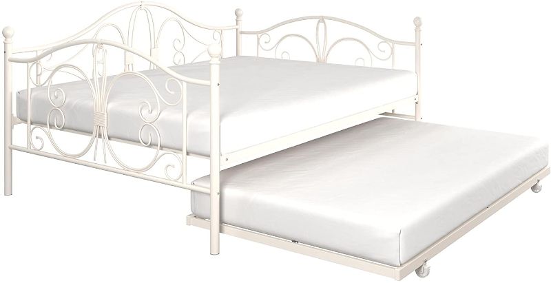 Photo 1 of DHP Bombay Metal Full Size Daybed Frame with Included Twin Size Trundle - White