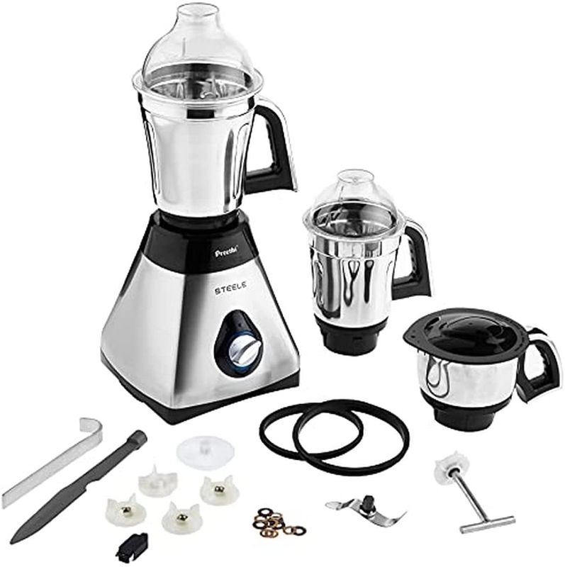 Photo 1 of Preethi Steele 3-Jar Mixer Grinder, 550-Watt, Silver
