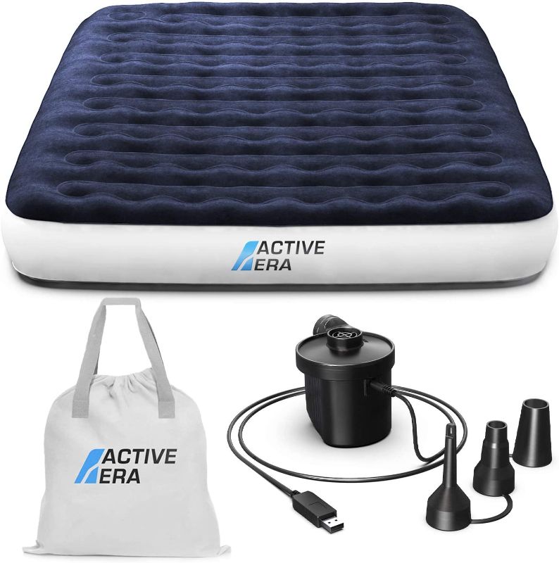 Photo 1 of Active Era Luxury Camping Air Mattress with Built in Pump - Queen Air Mattress with USB Rechargeable Pump, Travel Bag - Air Mattress for Tent Camping
