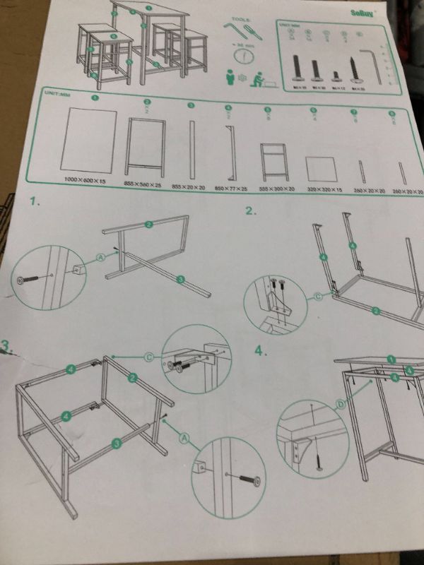 Photo 2 of Haotian OGT11-HG, 5 Piece Dining Set,Dining Table with 4Stools,Home Kitchen Breakfast Table
