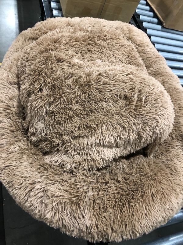 Photo 1 of 39" Faux Fur Large Dog Bed BROWN