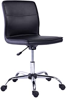 Photo 1 of Amazon Basics Modern Armless Office Desk Chair - Height Adjustable, 360-Degree Swivel, 275Lb Capacity - Black/Chrome
