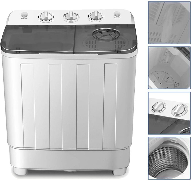 Photo 1 of COSVALVE Portable Washing Machine 17lbs Compact Twin Tub Washer and Dryer Combo for Apartments,Dorms,RV's,College Rooms,Camping
