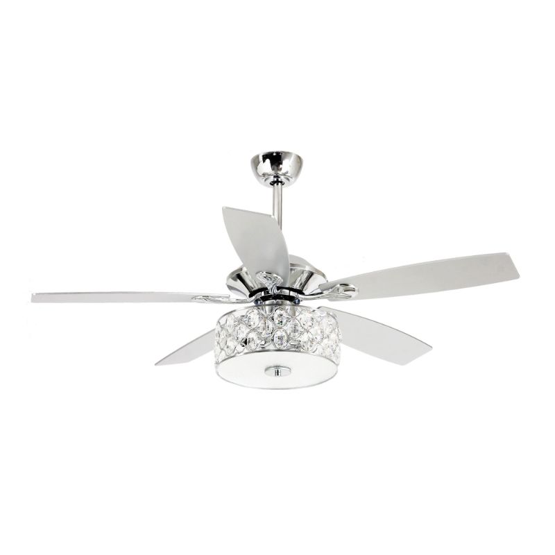 Photo 1 of Ceiling Fans Lights with Remote Control 52 Inch Crystal Chandelier Fan 5 Reversible Blades, Chrome
