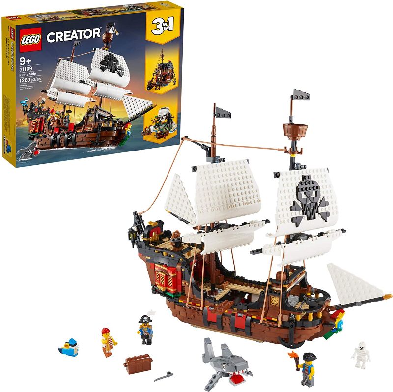 Photo 1 of LEGO Creator 3in1 Pirate Ship 31109 Building Playset for Kids who Love Pirates and Model Ships, Makes a Great Gift for Children who Like Creative Play and Adventures (1,260 Pieces)
