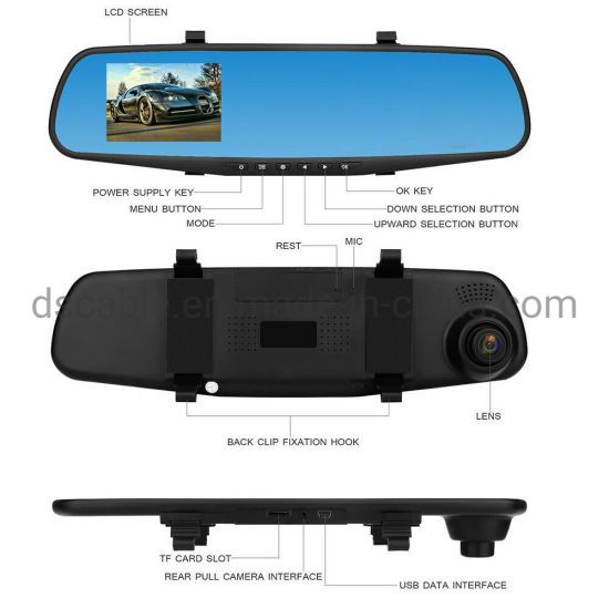 Photo 1 of 4.3 inch 1080P car rear view mirror reverse dual lens dash cam
