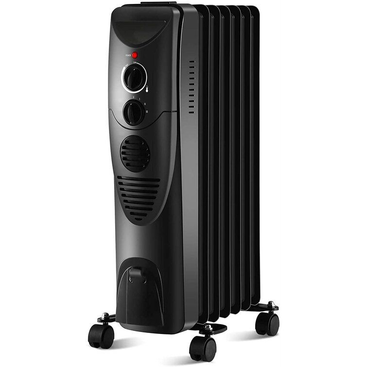 Photo 1 of Kismile 1500W Oil Filled Radiator Heater, Portable Electric Heater with Adjustable Thermostat & Overheat Protection, 3 Heat Settings Oil Heater for Home/Office (Black)
