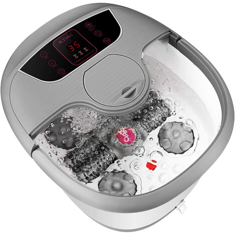 Photo 1 of Foot Spa with Heat and Massage, Foot Bath Massager Motorized Shiatsu Massage Ball and Roller, Foot Pedicure Stone Soaker, Adjustable Temperature Control, Vibration and Red Light Multi-Mode for Home
