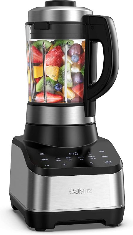 Photo 1 of Galanz Digital Cooking Blender for Cold and Hot Blending, 8 Pre-Programmed Settings, and 60-Ounce Glass Jar, Stainless Steel Blending Base
