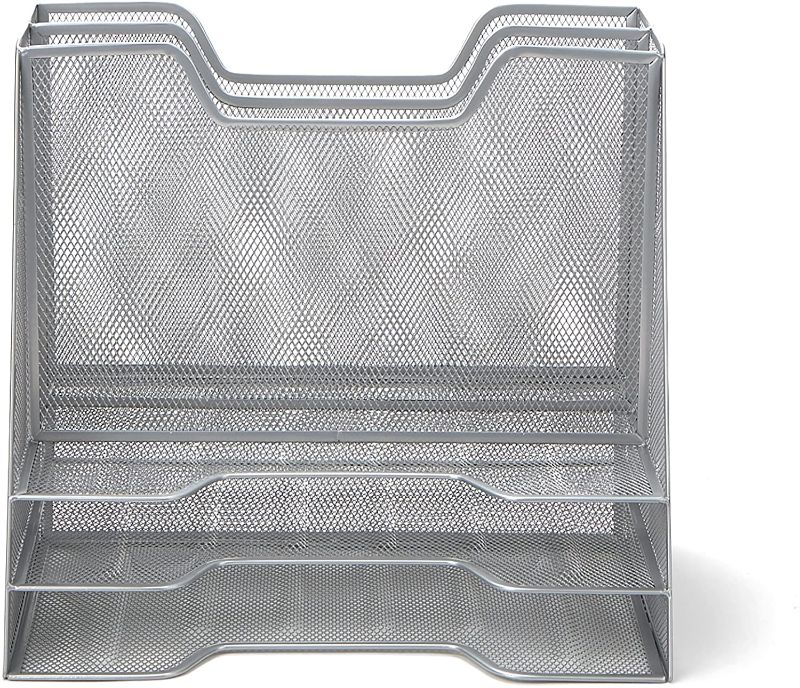 Photo 1 of Mind Reader Desk Mesh Organizer Storage, 5 Compartment, Silver
