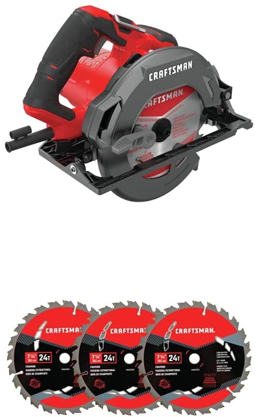 Photo 1 of CRAFTSMAN 7-1/4-Inch Circular Saw, 15-Amp with Circular Saw Blade, 24-Tooth Carbide
