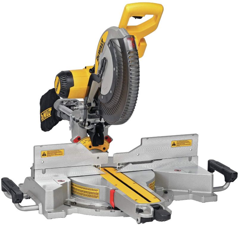 Photo 1 of DEWALT 12-Inch Sliding Compound Miter Saw, Double Bevel (DWS780) , Black
