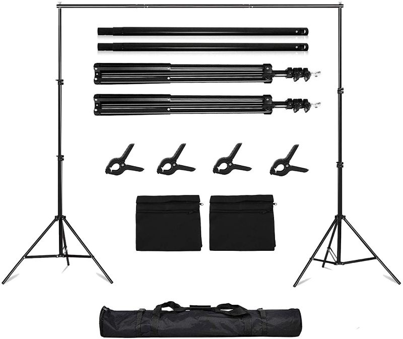 Photo 1 of Background Support, Photo Background Support, Photo Background Support kit, 7 x 10 feet Adjustable Video Photography Background Support and 2 sandbags, Carrying Bag and 4 Clips
