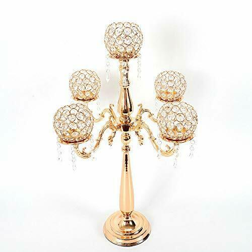 Photo 1 of 75cm/29.5inch Crystal Candelabra 5 Arms Crystal Candle Holders Classic Elegant

