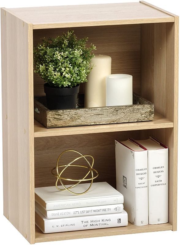 Photo 1 of IRIS USA Small Spaces Wood, Bookshelf Storage Shelf, Bookcase, 2-Tier, BLACK. LOT OF 2. PHOTO FOR REFERENCE.