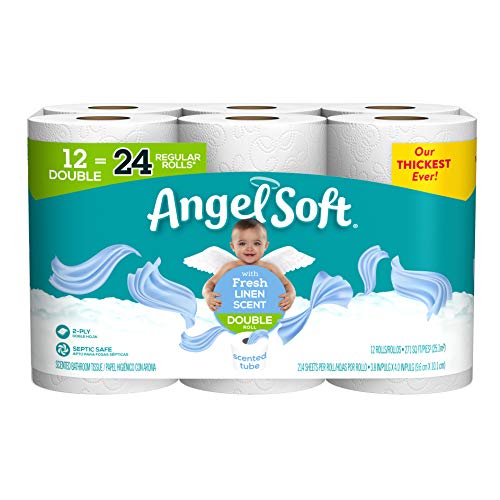 Photo 1 of Angel Soft Toilet Paper with Fresh Linen Scented Tube, 12 Double Rolls, 214 2-Ply Sheets Per Roll
