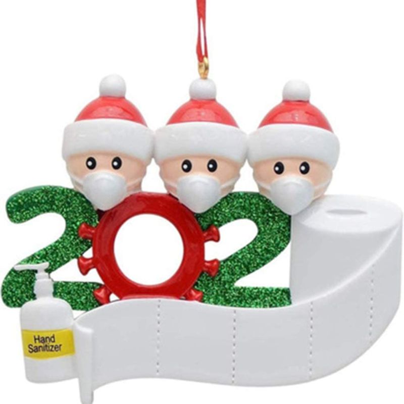 Photo 1 of 2020 Christmas Ornament Souvenir – 2-5 Family Members Name Christmas Tree Decorations with Mask Toilet Paper, Customized Gift for Family
