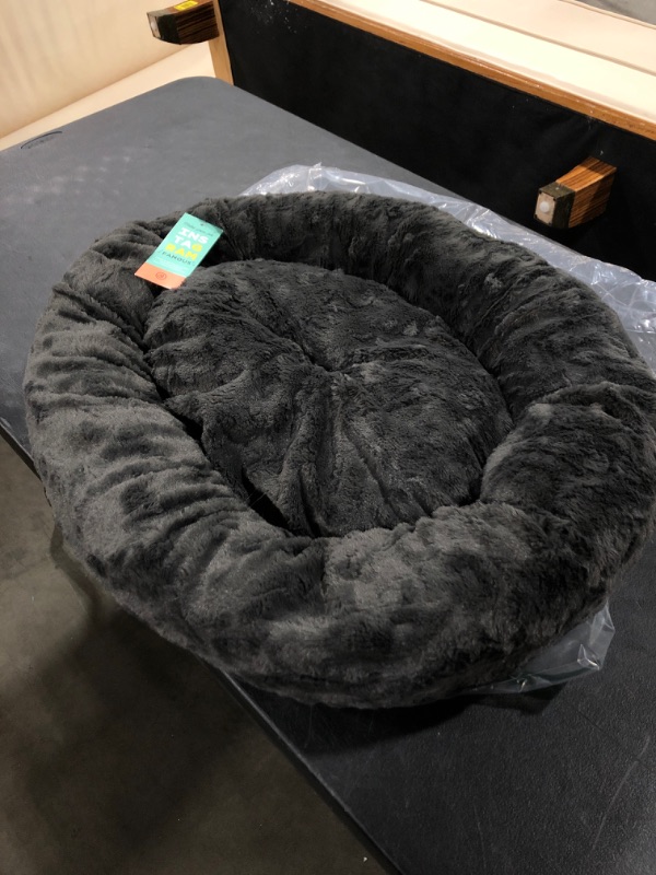 Photo 2 of Best Friends by Sheri/Pawsh The Original Calming Donut Cat and Dog Bed in Lux Fur Charcoal Mink Small 23x23"
