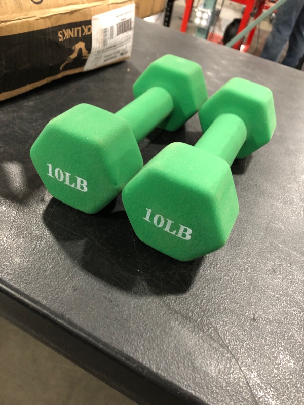 Photo 2 of 2 Neoprene Dumbbell Hand Weights, Anti-Slip, Anti-roll, Dark Green 10lbs