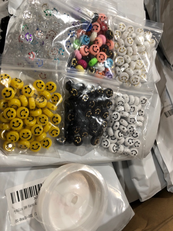 Photo 3 of 40lbs MyRalice 300 Pieces Acrylic Smiley Face Beads, 6x10mm Colorful Happy Face Loose Spacer Beads Mixed Resin Charms Beads for DIY Jewelry Bracelet Earring Necklace Craft Making Supplies (Colorful)