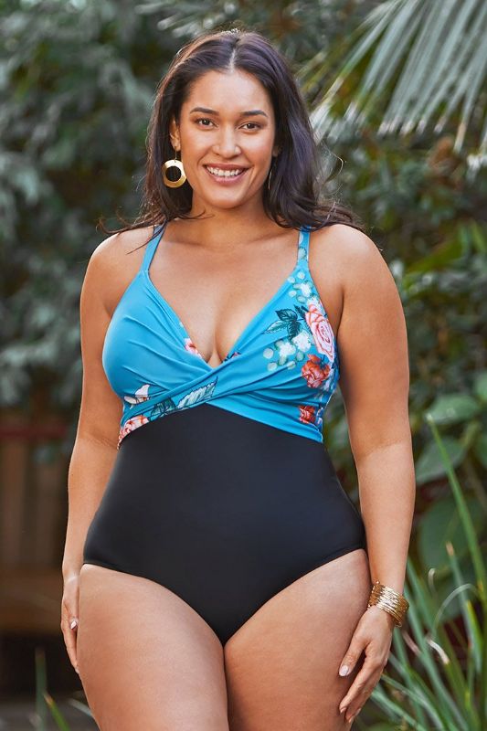 Photo 1 of Ember Floral Wrap Plus Size One Piece Swimsuit 4XL