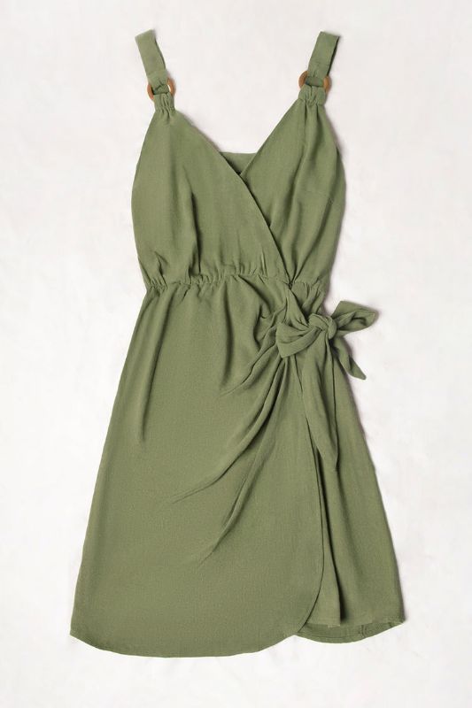 Photo 1 of Jeanette Green O-Ring Wrap Tie Waist Dress Size Medium