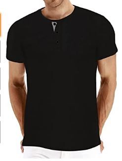 Photo 1 of BBDMY Men's Fashion Casual Front Placket Short Sleeve Henley T-Shirts Cotton Shirts SIZE L
