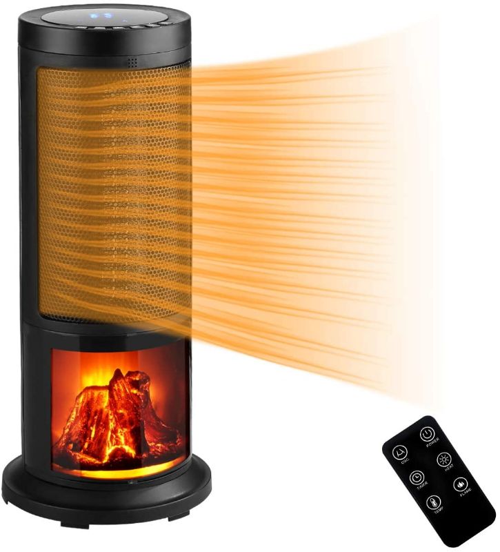 Photo 1 of 1500W Tower Fan Heater with Remote,Portable Ceramic Space Heater with 12H Timer Widespread Oscillation Heater with Remote Control , Thermostat ,LED Display,Over-Heat & Tilt Protection for Home Office
