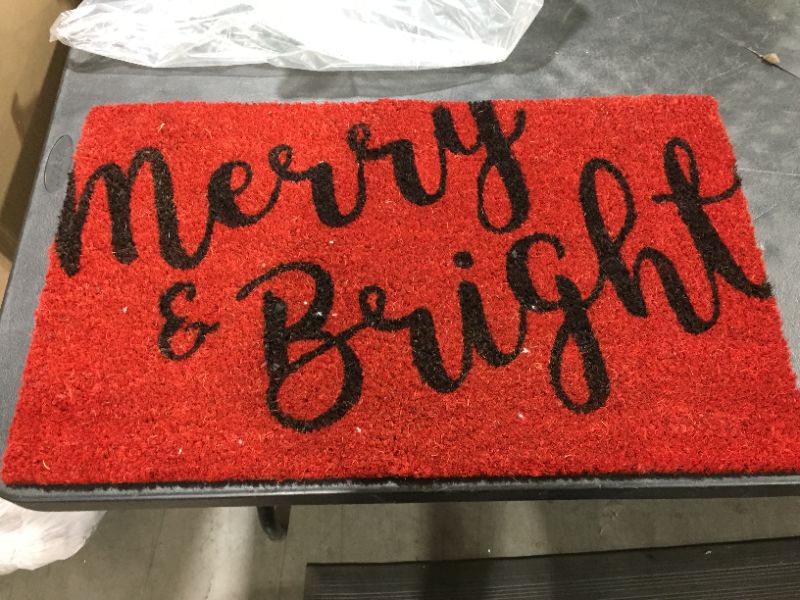 Photo 2 of Calloway Mills 104971729 Merry & Bright Doormat, 17" x 29", Red/Black
