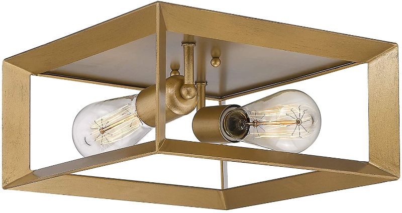 Photo 1 of Emliviar 2-Light Flush Mount Light, 12" Ceiling Light Fixture, Antique Brass Finish