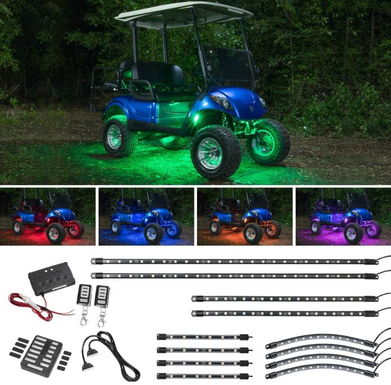 Photo 1 of LEDGlow 12pc Million Color LED Golf Cart Underglow Accent Neon Lighting Kit with Wheel Well & Interior Lights for EZGO Yamaha Club Car - Fits Electric & Gas Golf Carts - Water Resistant