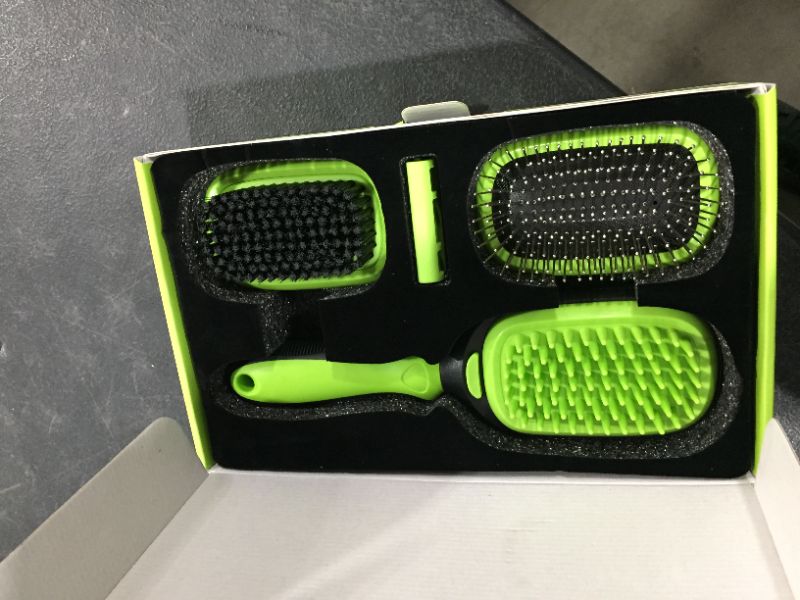 Photo 2 of 5 in 1 Pet Grooming Kit for Dogs and Cats, Dual Side Pet Grooming Brush Set, Detachable Pet Hair Dematting Comb, Desheeding Comb, Bristle Brush, Pin Brush, Bath Brush
