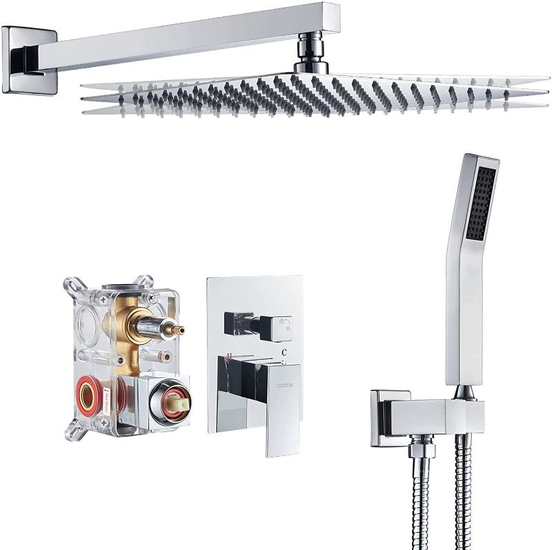 Photo 1 of Cobbe Shower System,Shower Faucets Sets Complete,12 inches Rainfall Shower Head with Handheld, Shower Faucet Set for Bathroom Rough-in Valve Body and Trim Included